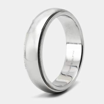Pre Owned Tiffany & Co. Milgrain Platinum Wedding Band Ring Size 64