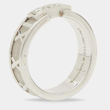 Pre Owned Tiffany & Co. Atlas Diamond 18K White Gold Band Ring 50