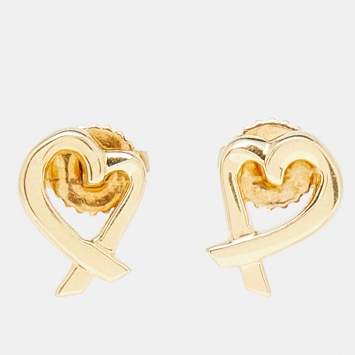Pre Owned Tiffany & Co. Paloma Picasso Loving Heart 18K Yellow Gold Stud Earrings