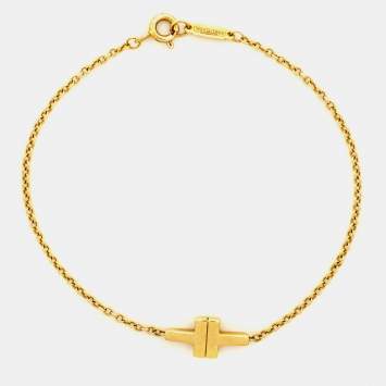 Pre Owned Tiffany & Co. Double T 18k Yellow Gold Bracelet
