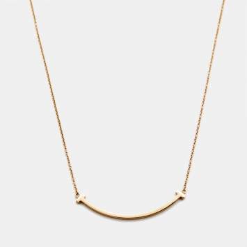 Pre Owned Tiffany & Co. T Smile 18k Rose Gold Small Model Necklace
