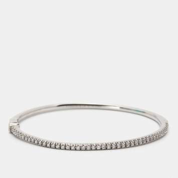 Pre Owned Tiffany & Co. Tiffany Metro Hinge Diamond 18k White Gold Bracelet SM