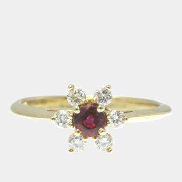 Pre Owned Tiffany 18K Yellow Gold and Diamond Buttercup Ring EU 52