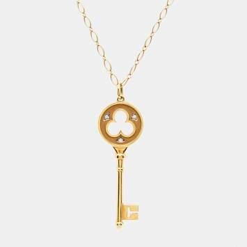 Pre Owned Tiffany & Co. Crown Key Diamond 18k Two Tone Gold Pendant Necklace