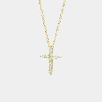 Pre Owned TIFFANY & CO. 18K Diamond Cross Pendant Necklace