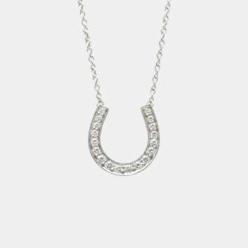 Pre Owned Tiffany & Co. Platinum and Diamond Horseshoe Pendant Necklace
