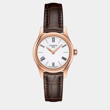 Pre Owned Tissot Rose gold stainless steel Leather Watch 25 mm