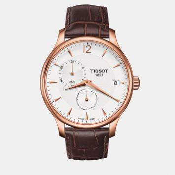 Pre Owned Tissot Brown Leather Watch 42 mm