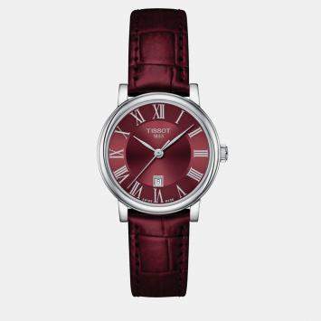 Pre Owned Tissot Burgundy Leather Watch 30 mm