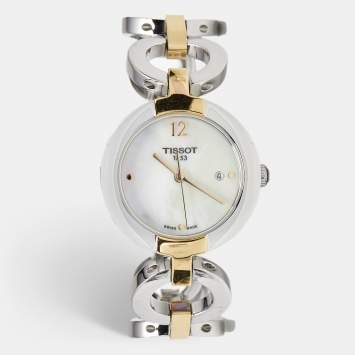 مملوكة مسبقًا Tissot T-Lady Pinky T084.210.22.117.00 Mother Of Pearl Dial Two-Tone Stainless Steel Women's Wristwatch 27 mm