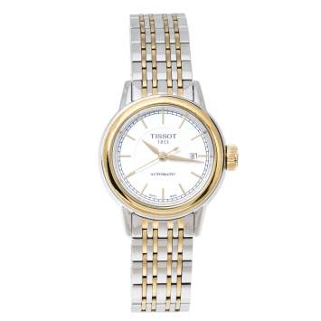 Pre Owned Tissot White Two-Tone Stainless Steel T-Classic Carson T085207A Women's Wristwatch 29 mm