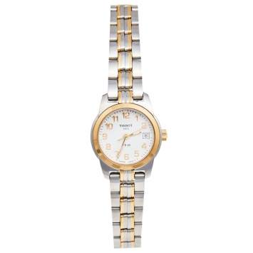Pre Owned Tissot White Two Tone Stainless Steel PR50 T34.2.281.14 Women's Wristwatch 24 mm