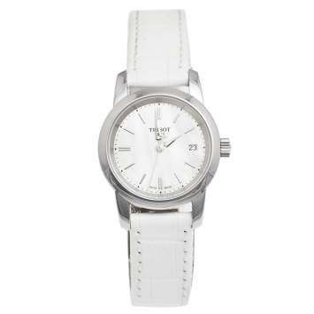 Pre Owned Tissot Mother Of Pearl Stainless Steel Leather Class Dream T033.210.16.111.00 Women's Wristwatch 28 mm