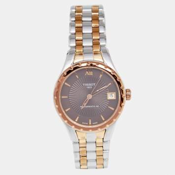 Pre Owned Tissot Brown Two Tone Stainless Steel Lady 80 T072.207.22.298.00 Women's Wristwatch 34 mm