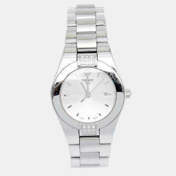 Pre Owned Tissot Silver Stainless Steel Diamond Limited Edition Glam T0432101103100 Women's Wristwatch 32 mm