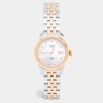 Pre Owned Tissot Mother of Pearl Diamond Two Tone Stainless Steel Le Locle T006.207.22.116.00 Women's Wristwatch 29 mm