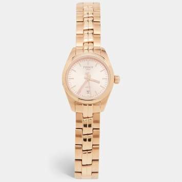 Pre Owned Tissot Champagne Rose Gold Plated Stainless Steel PR100 T101.010.33.451.00 Women's Wristwatch 25 mm