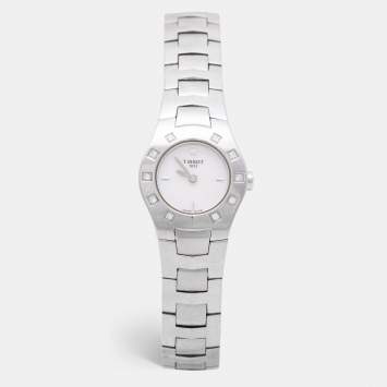 Pre Owned Tissot Mother of Pearl Stainless Steel Diamond L521 Women's Wristwatch 23 mm