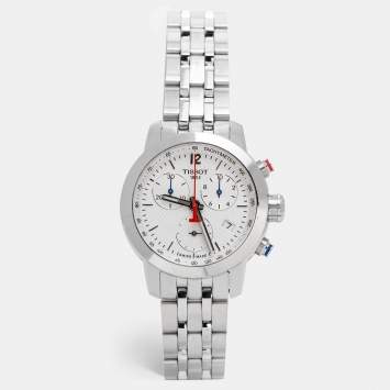 Pre Owned Tissot Silver White Stainless Steel PRC 200 NBA Special Edition T055.217.11.017.00 Women's Wristwatch 35 mm