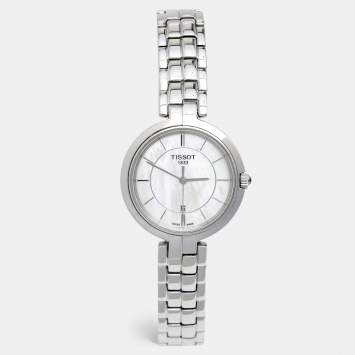 Pre Owned Tissot Mother of Pearl Stainless Steel Flamingo T094.210.11.111.00 Women's Wristwatch 30 mm 