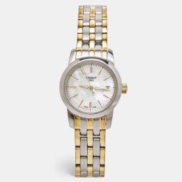 Pre Owned Tissot Mother of Pearl Two Tone Stainless Steel Classic Dream T033.210.22.111.00 Women's Wristwatch 28 mm