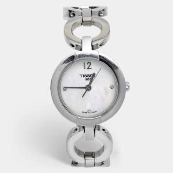 Pre Owned Tissot Mother of Pearl Stainless Steel Pinky T084.210.11.116.01 Women's Wristwatch 28 mm 