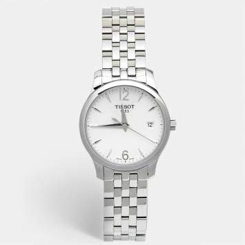 Pre Owned Tissot Silver Stainless Steel Tradition T063.210.11.037.00 Women's Wristwatch 33 mm