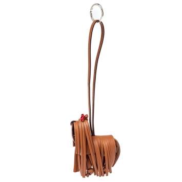 Pre Owned Tod's Brown Leather Fringe Bag Charm 