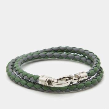 Pre Owned Tod's MyColors Bicolor Leather SIlver Tone Bracelet