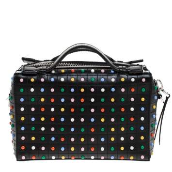 Pre Owned Tod's Black Leather Multicolored Studs Gommino Bag 