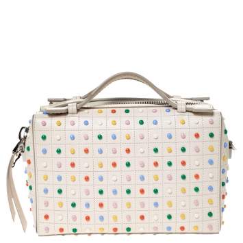Pre Owned Tod's Cream Leather Multicolored Studs Gommino Bag 