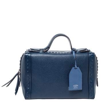 Pre Owned Tod's Blue Leather Medium Don Bauletto Gommino Bag