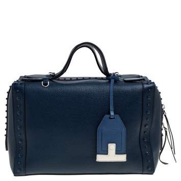 Pre Owned Tod's Blue Leather Medium Don Bauletto Gommino Bag