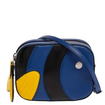 Pre Owned Tod's Blue/Yellow Leather Zoo Fish Camera Crossbody Bag
