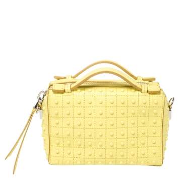 Pre Owned Tod's Yellow Leather Micro Studs Gommino Bag