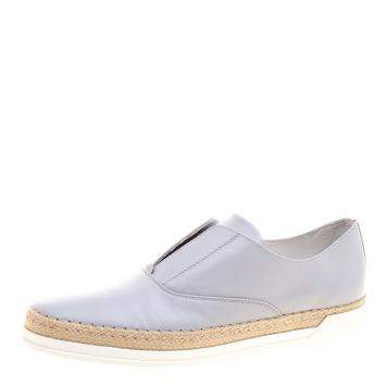 Pre Owned Tod's Grey Leather Francesina Espadrille Slip On Sneakers Size 38