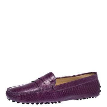 Pre Owned Tod's Purple Python Penny Loafers Size 39