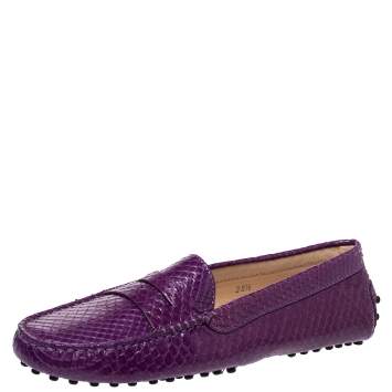 Pre Owned Tod's Purple Python Penny Loafers Size 38.5