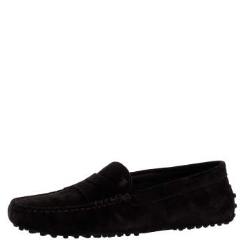 Pre Owned Tod's Black Suede Leather Penny Slip On Loafers Size 40