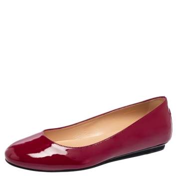 Pre Owned Tod's Magenta Patent Leather Round Toe Ballet Flats Size 40
