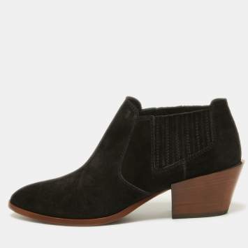 Pre Owned Tod's Black Suede Ankle Boots Size 39