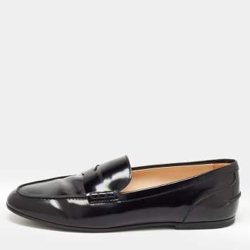 Pre Owned Tod's Black Leather Penny Loafers Size 38.5