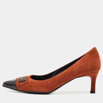 Pre Owned Tod's Brown/Black Suede and Patent Leather Pumps Size 40