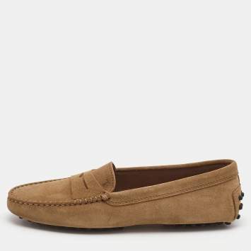 Pre Owned Tod's Beige Suede Penny Driving Loafers Size 39