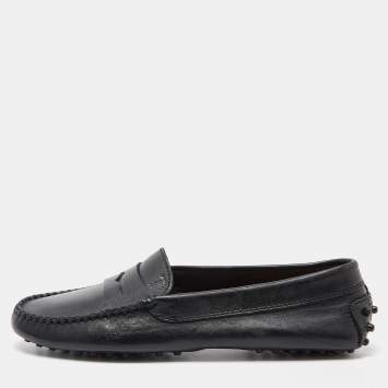 Pre Owned Tod's Black Leather Penny Loafers Size 38.5