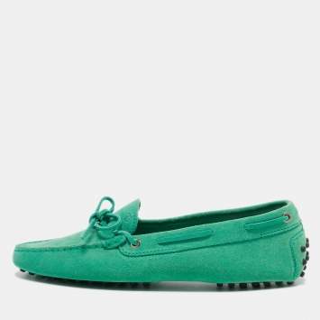 Pre Owned Tod's Green Suede City Gommino Loafers Size 41