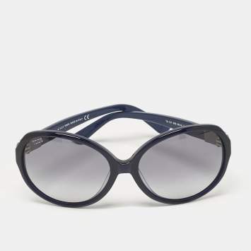 Pre Owned Tod's Navy Blue Gradient Logo Oversized Sunglasses