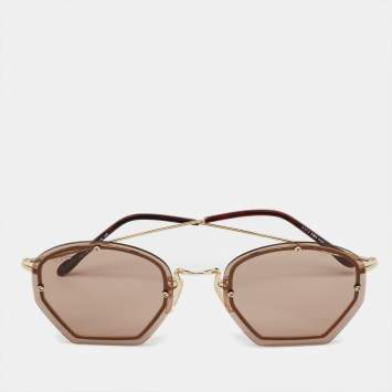 Pre Owned Tod's Gold Tone/Brown TO134 Rimless Sunglasses