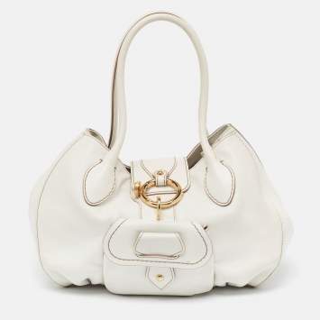 Pre Owned Tod's White Leather Front Pocket Satchel