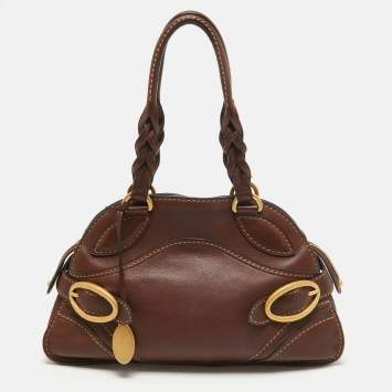 Pre Owned Tod's Brown Leather Treccia Bauletto Satchel